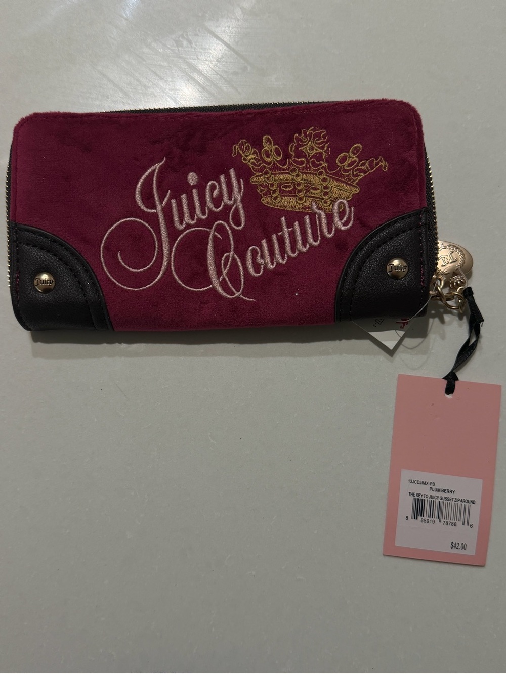 Juicy Couture Plum Velvet Zip wallet